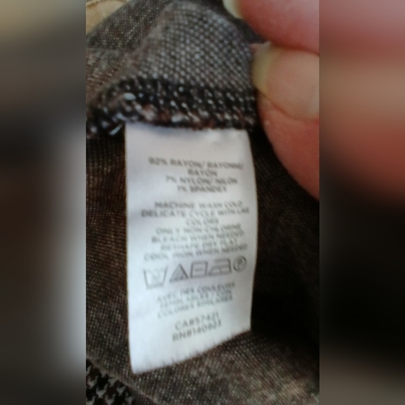 Lou & Grey Medium black brown houndstooth mock turtle neck long sleeve top - Picture 6 of 8